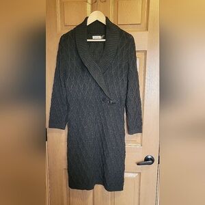 Calvin Klein XL Gray Cable Knit Long Sleeve Sweater Dress